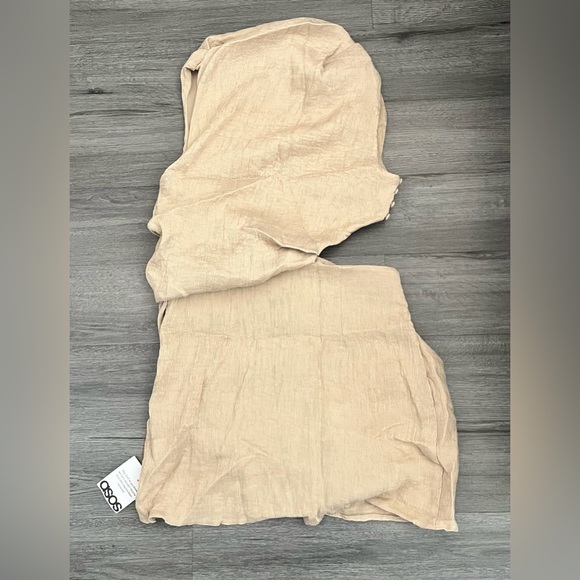 ASOS Design Size US 10 Asymmetric Drape Cut-Out Mini Dress Mocha - Picture 11 of 13